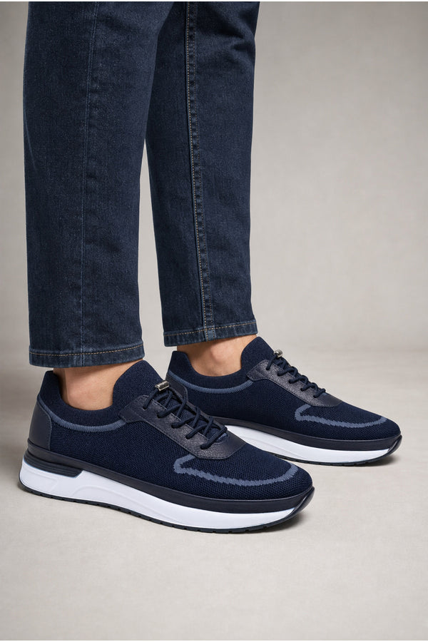 Otranto Triko Erkek Sneaker Günlük Ayakkabı Deri Astarlı — Lacivert mankende