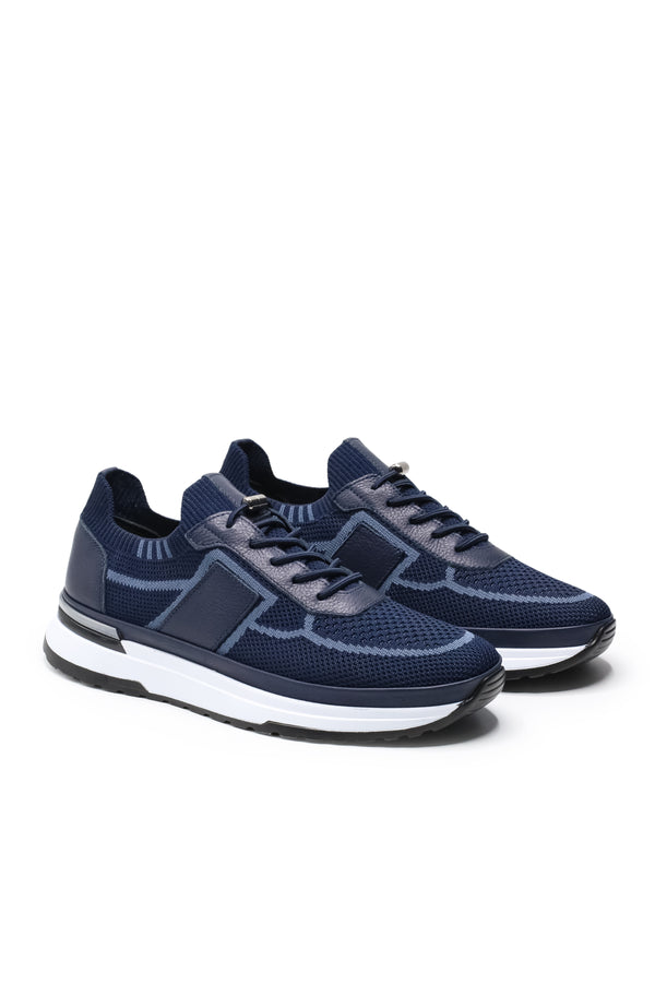 Altea Triko ve Hakiki Deri Erkek Sneaker Ayakkabı — Lacivert Mavi