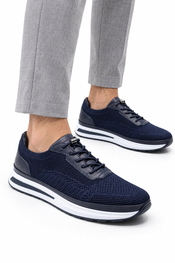 Gaeta Triko Erkek Sneaker Günlük Ayakkabı Deri Astarlı — Lacivert mankende