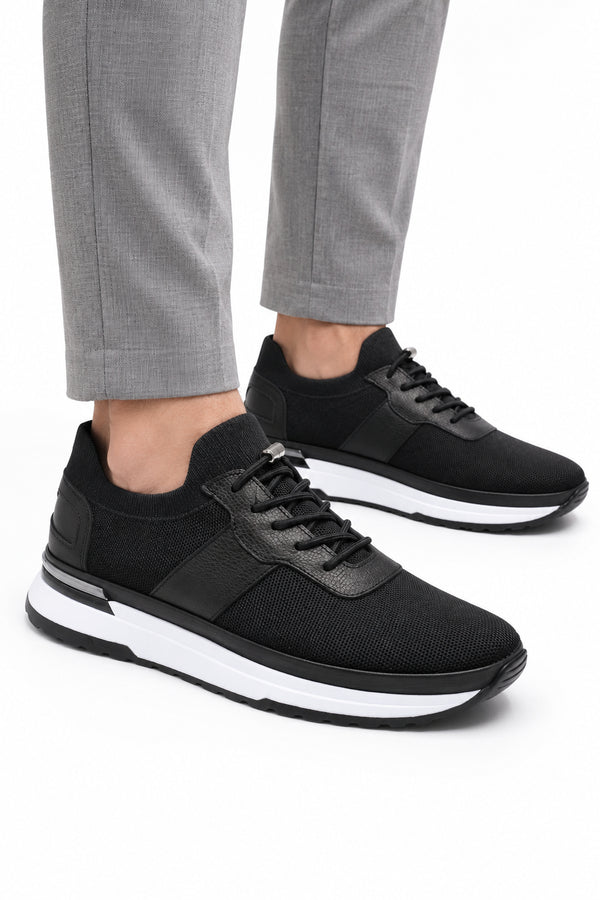Vieste Triko Erkek Sneaker Günlük Ayakkabı Deri Astarlı — Siyah mankende