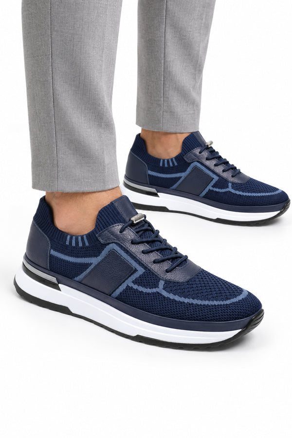 Altea Triko Erkek Sneaker Günlük Ayakkabı Deri Astarlı — Lacivert Mavi mankende