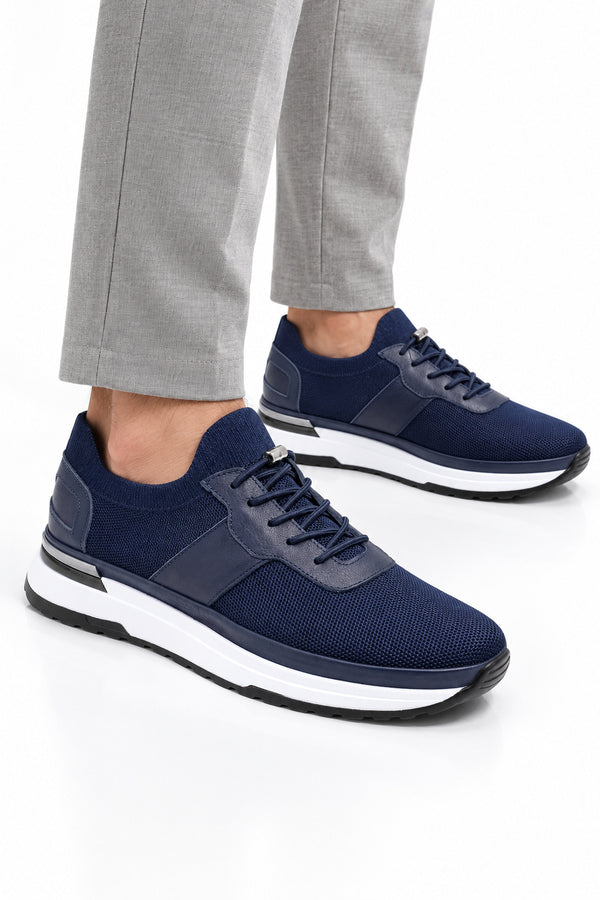 Vieste Triko Erkek Sneaker Günlük Ayakkabı Deri Astarlı — Lacivert mankende