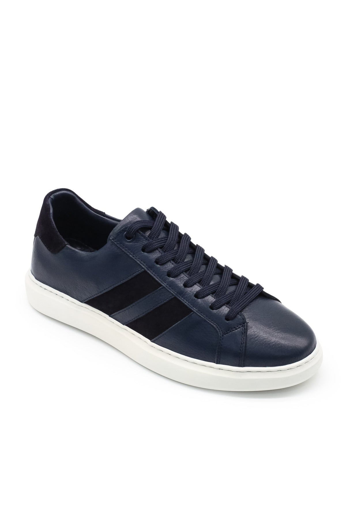 Spello Hakiki Deri Eva Taban Günlük Erkek Sneaker - Lacivert