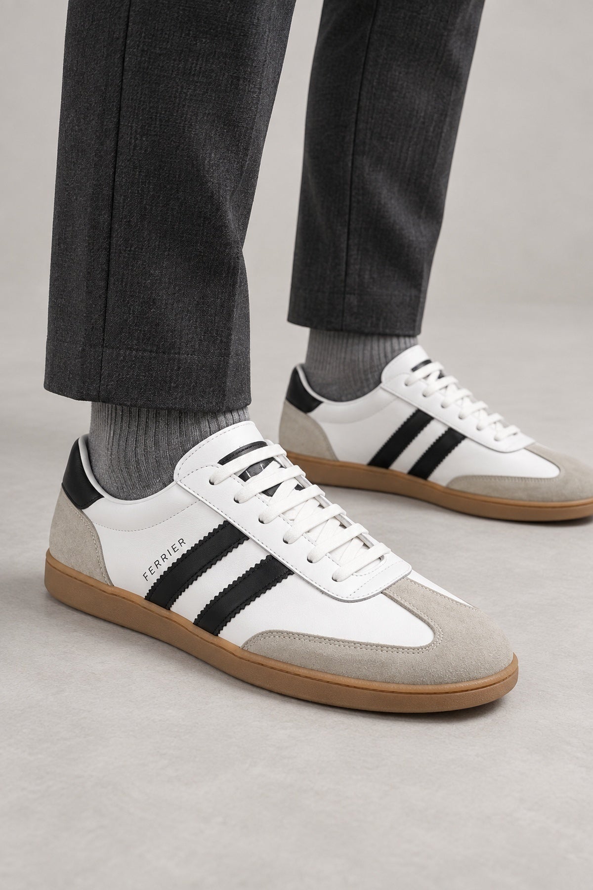 Rimini Hakiki Deri Erkek Sneaker Ayakkabı Kauçuk Tabanlı Dana Astarlı - Beyaz