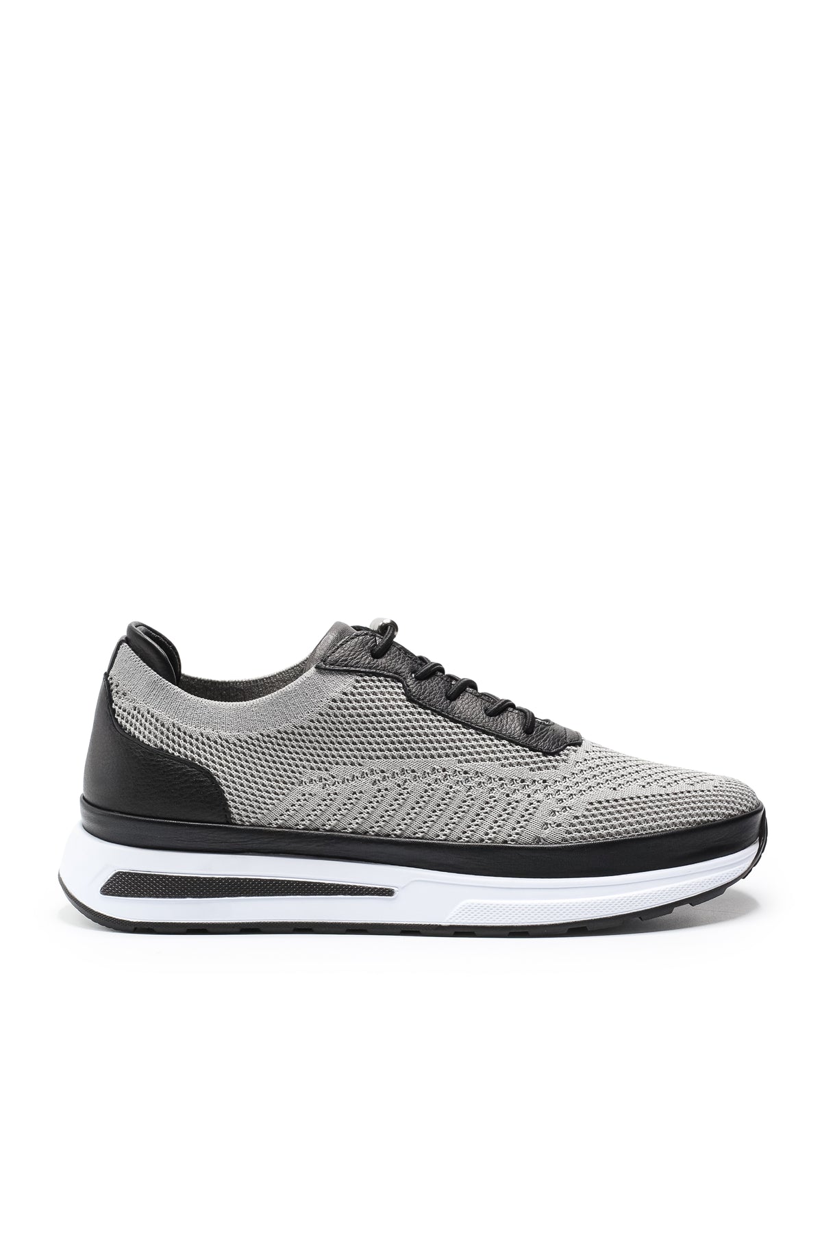 Gaeta Triko ve Hakiki Deri Erkek Sneaker Ayakkabı - Gri