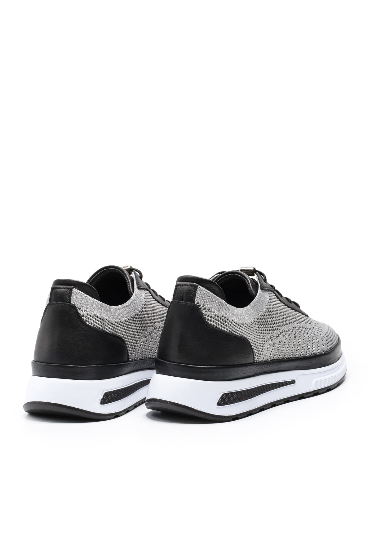 Gaeta Triko ve Hakiki Deri Erkek Sneaker Ayakkabı - Gri