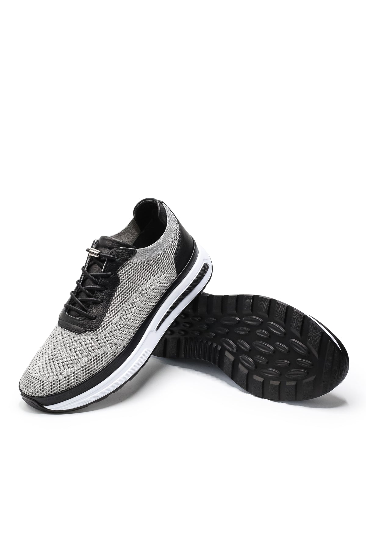 Gaeta Triko ve Hakiki Deri Erkek Sneaker Ayakkabı - Gri