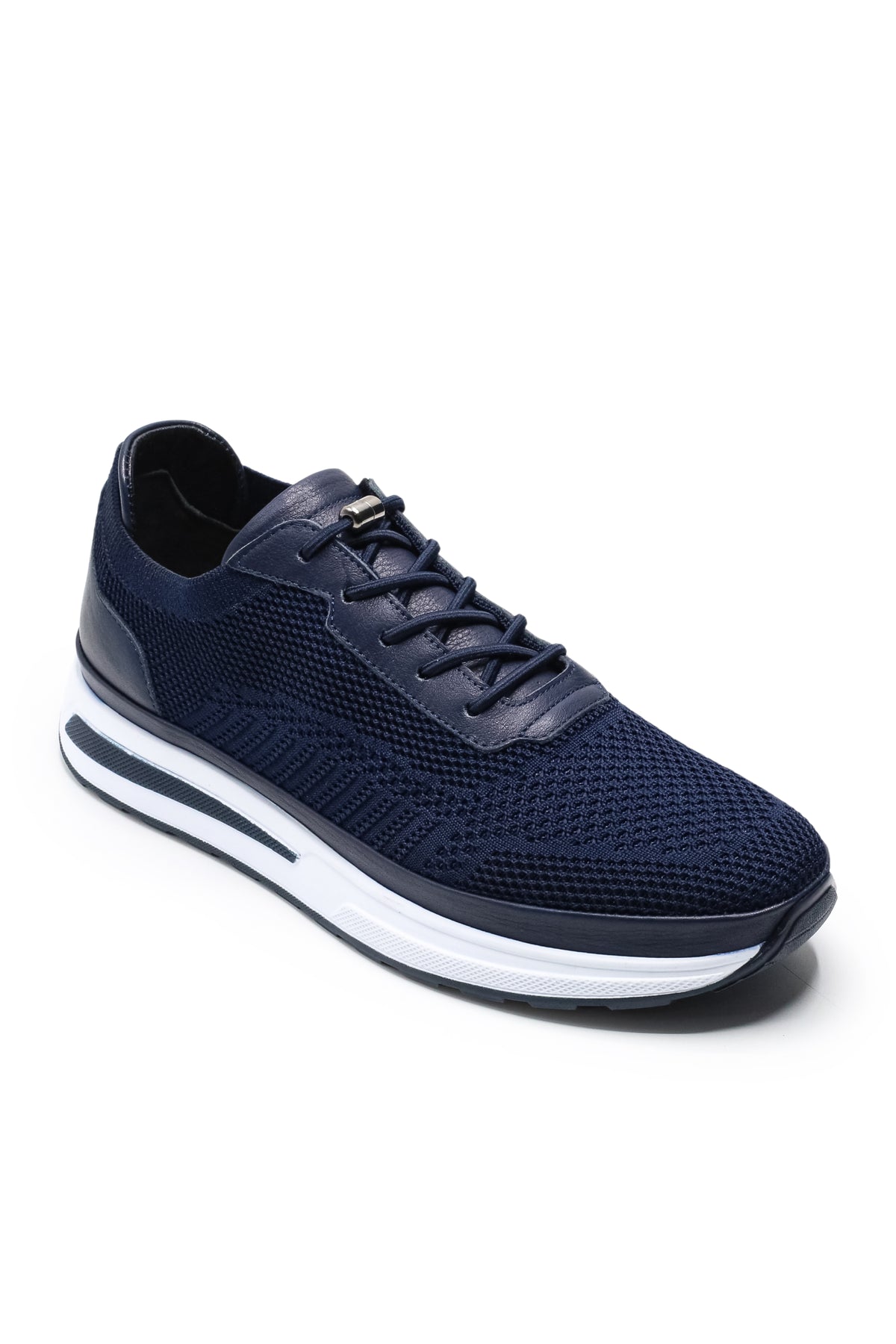 Gaeta Triko ve Hakiki Deri Erkek Sneaker Ayakkabı - Lacivert