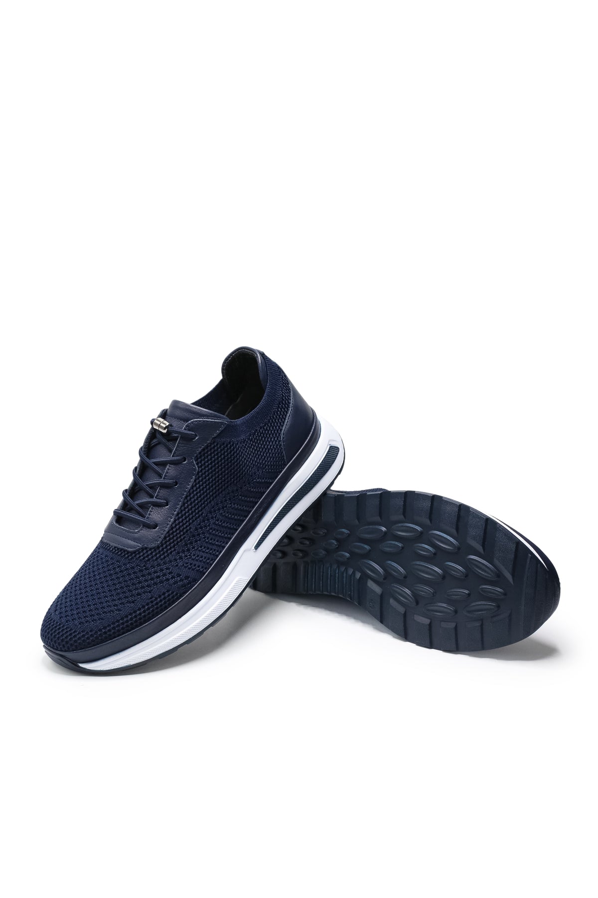 Gaeta Triko ve Hakiki Deri Erkek Sneaker Ayakkabı - Lacivert