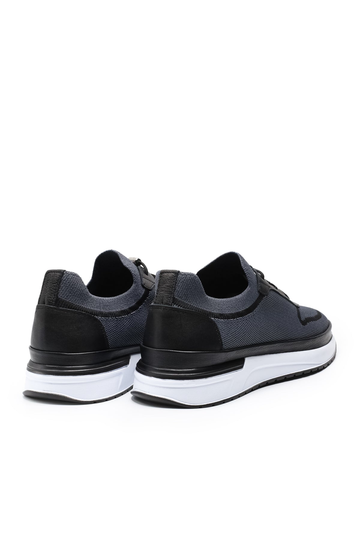Otranto Triko ve Hakiki Deri Erkek Sneaker Ayakkabı - Füme