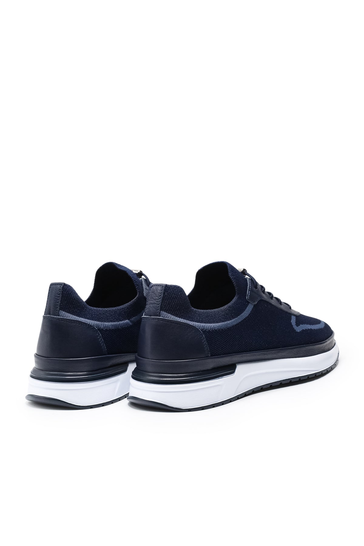 Otranto Triko ve Hakiki Deri Erkek Sneaker Ayakkabı - Lacivert