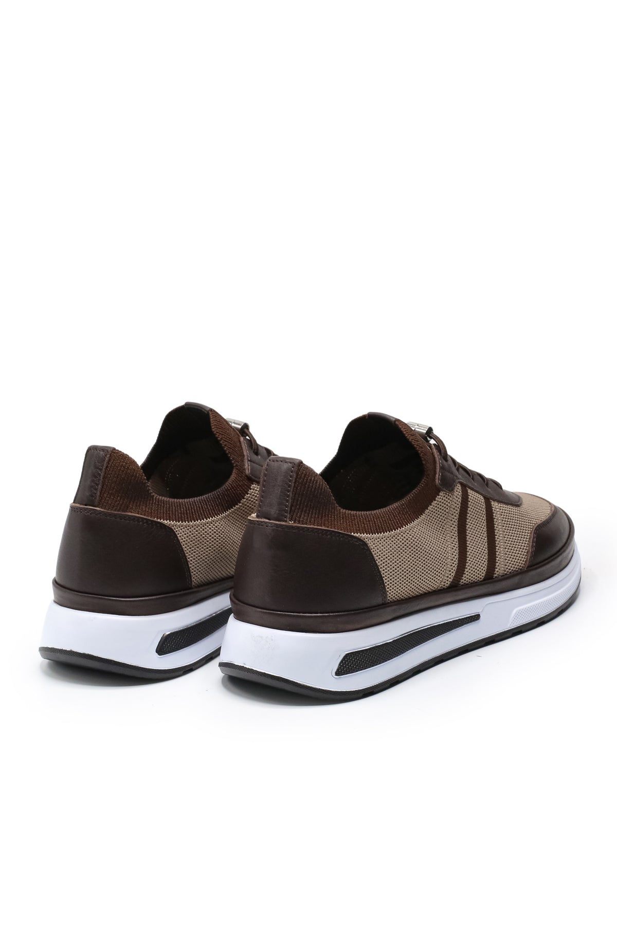 Maratea Triko ve Hakiki Deri Erkek Sneaker Ayakkabı - Bej