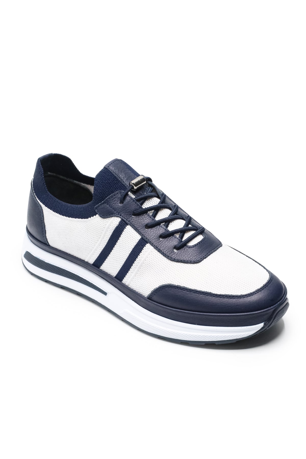 Maratea Triko ve Hakiki Deri Erkek Sneaker Ayakkabı - Beyaz