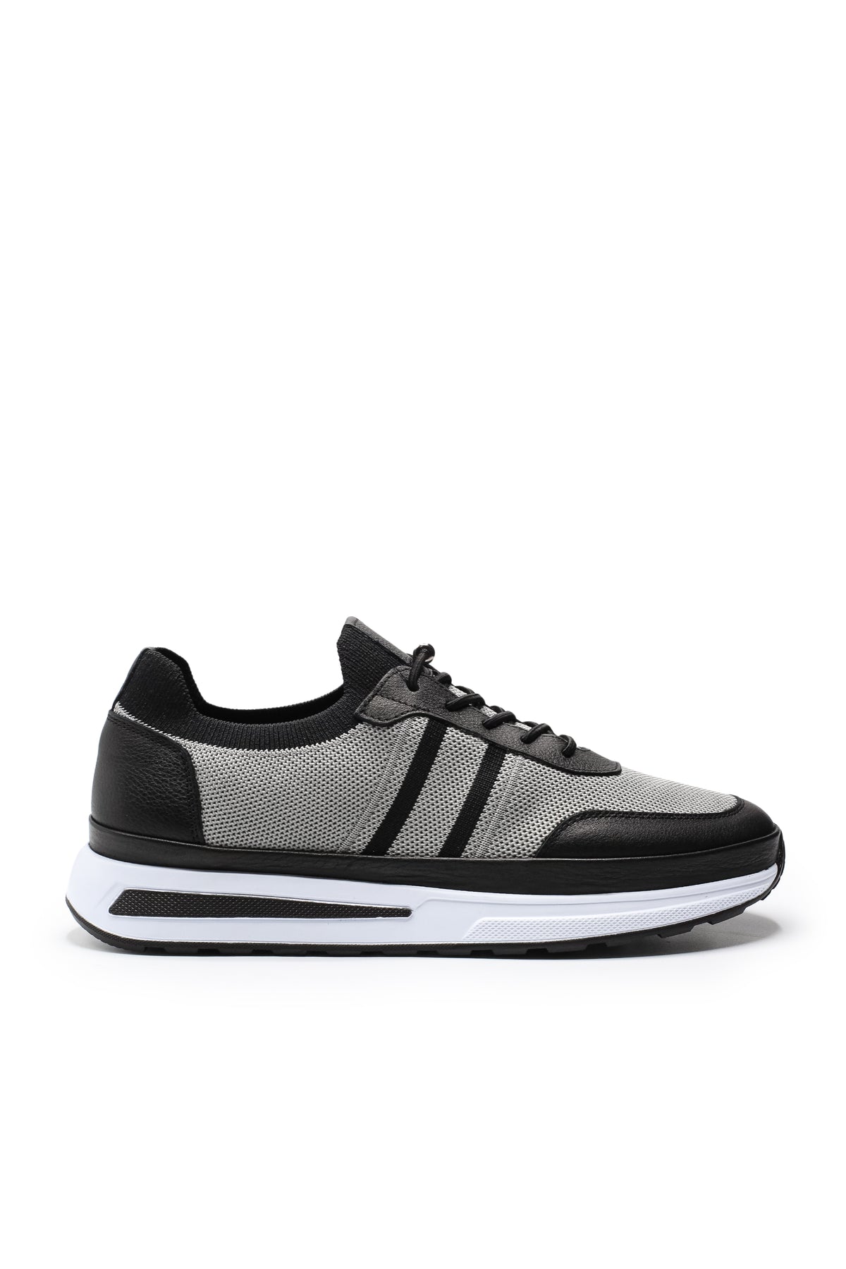 Maratea Triko ve Hakiki Deri Erkek Sneaker Ayakkabı - Gri