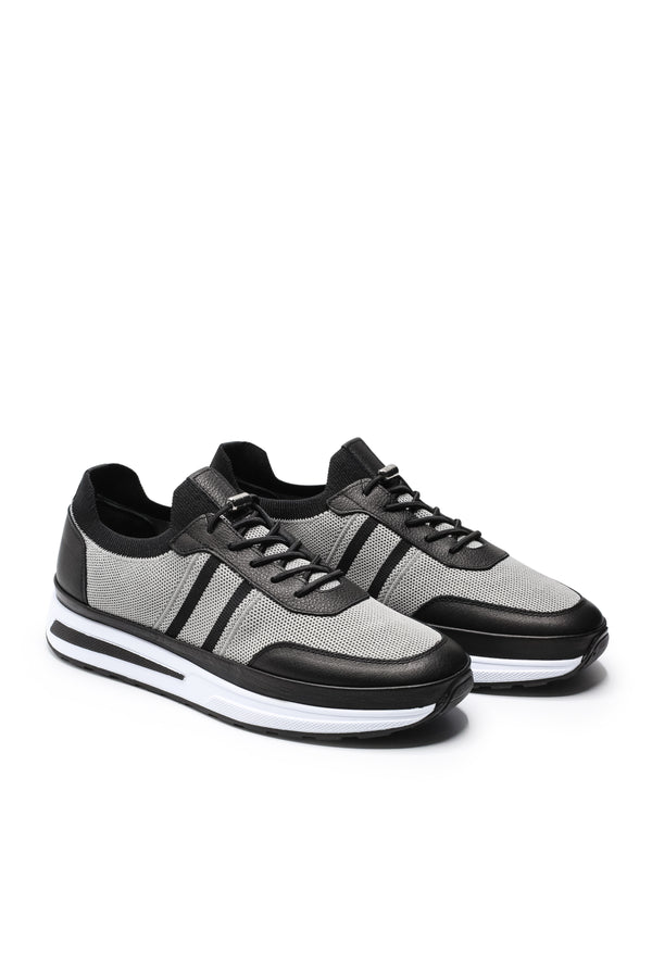 Maratea Triko ve Hakiki Deri Erkek Sneaker Ayakkabı — Gri