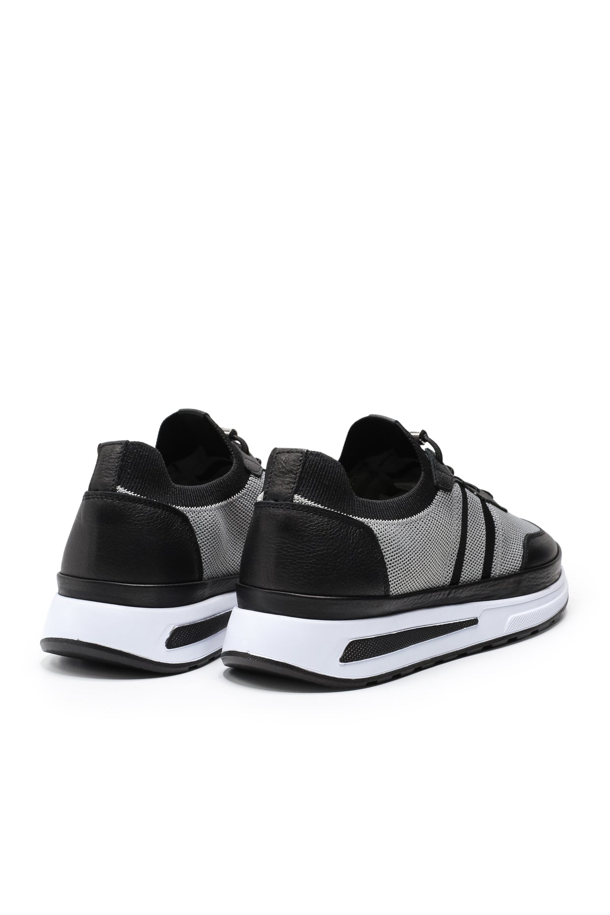 Maratea Triko ve Hakiki Deri Erkek Sneaker Ayakkabı - Gri