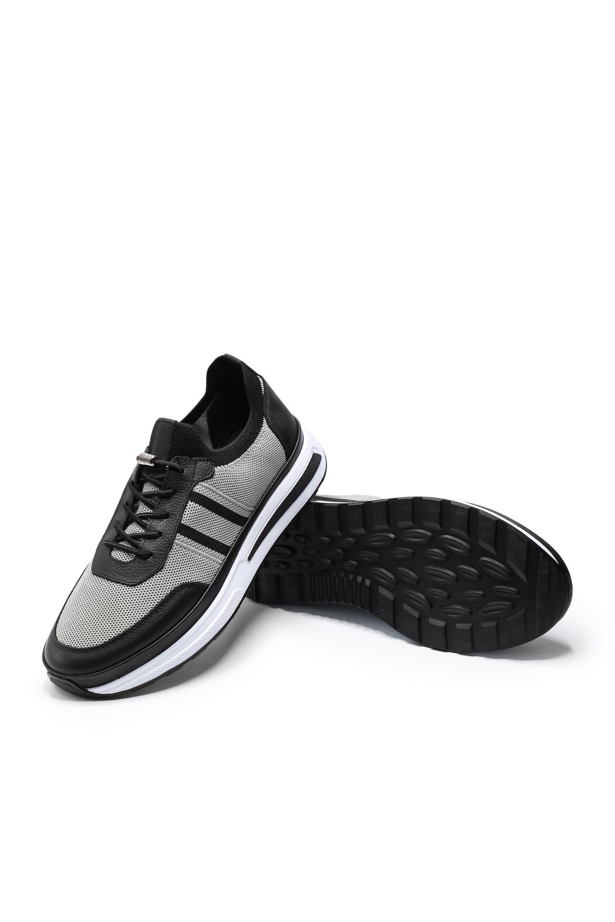 Maratea Triko ve Hakiki Deri Erkek Sneaker Ayakkabı - Gri