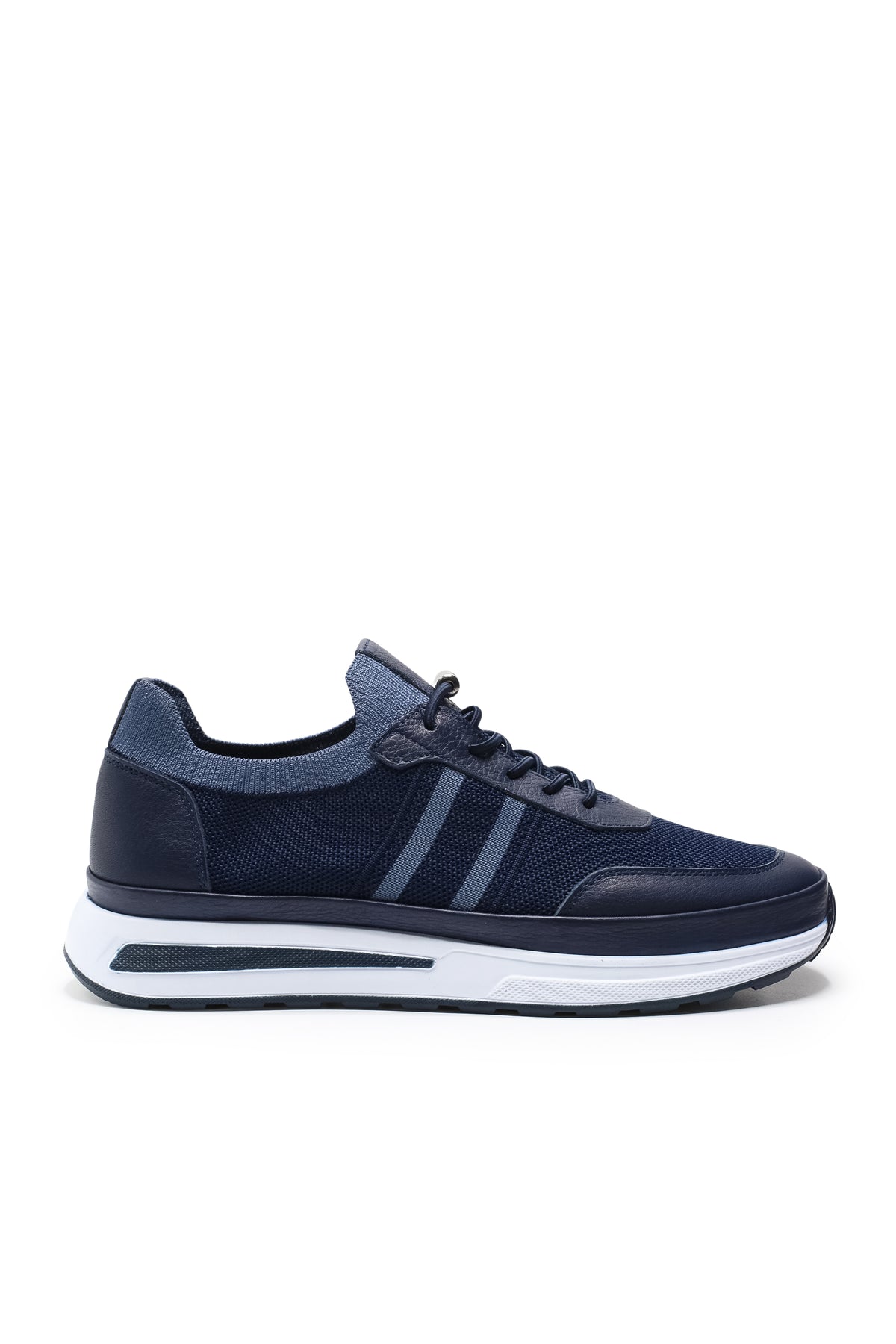 Maratea Triko ve Hakiki Deri Erkek Sneaker Ayakkabı - Lacivert Mavi