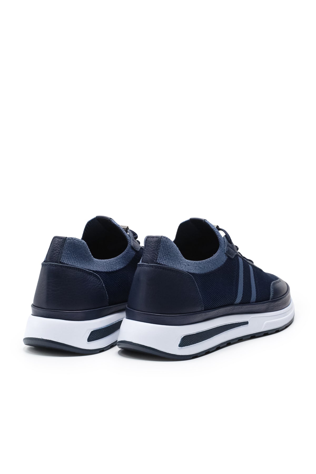 Maratea Triko ve Hakiki Deri Erkek Sneaker Ayakkabı - Lacivert Mavi