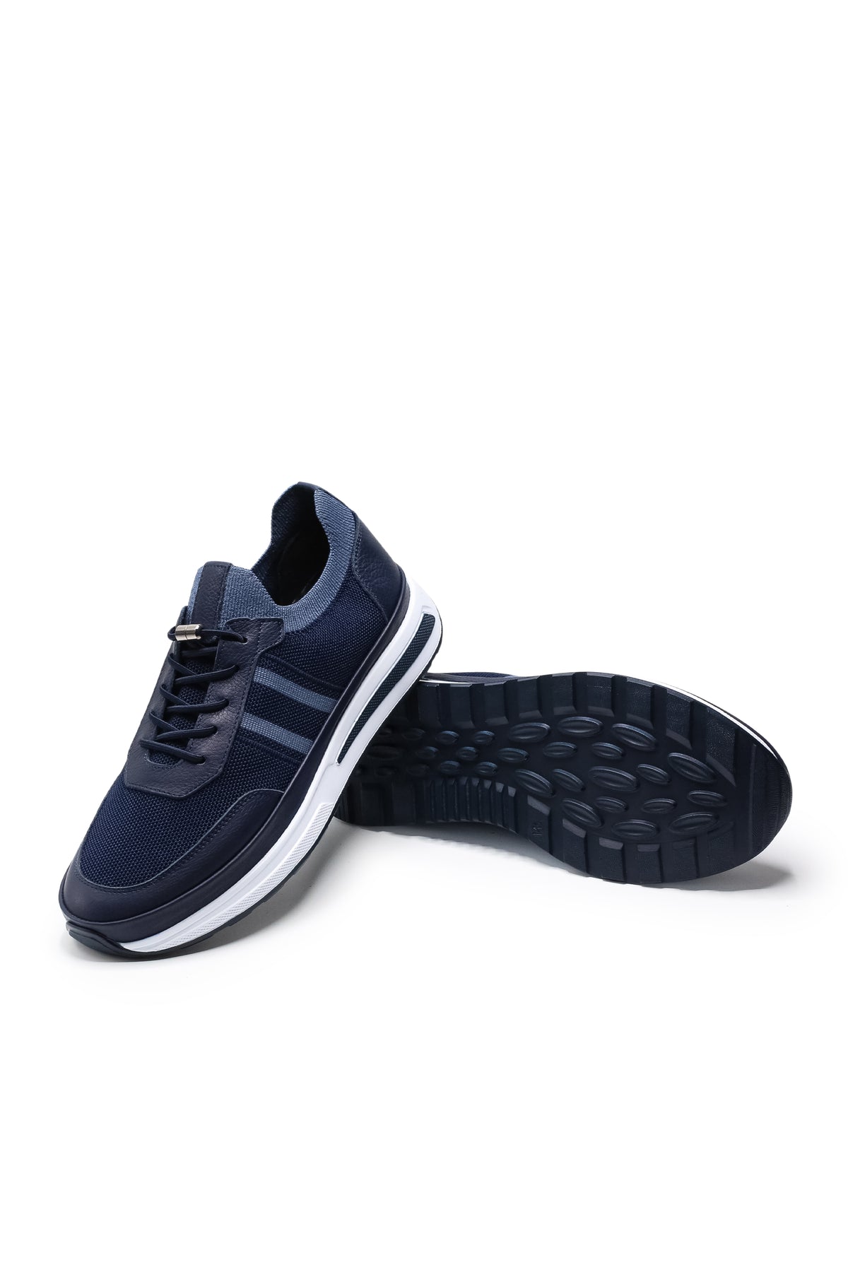 Maratea Triko ve Hakiki Deri Erkek Sneaker Ayakkabı - Lacivert Mavi