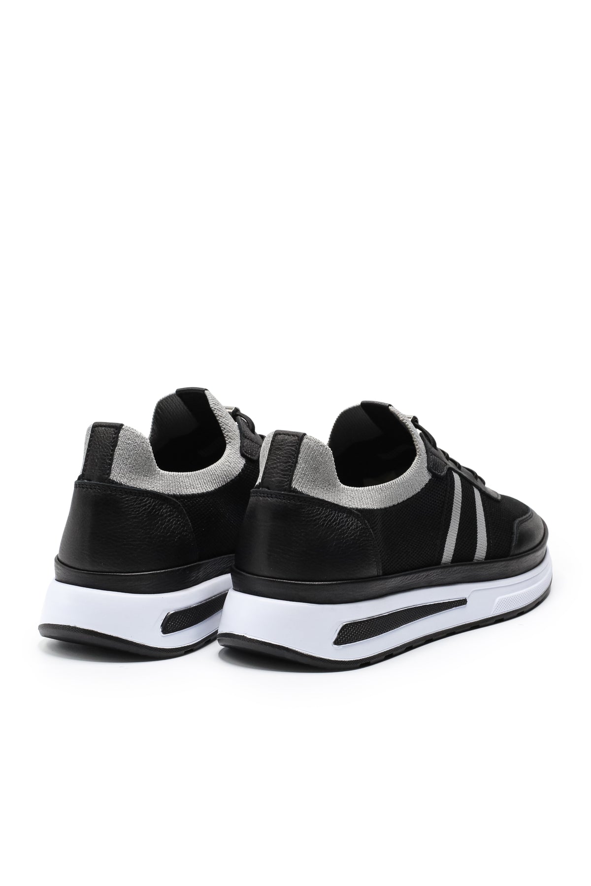 Maratea Triko ve Hakiki Deri Erkek Sneaker Ayakkabı - Siyah