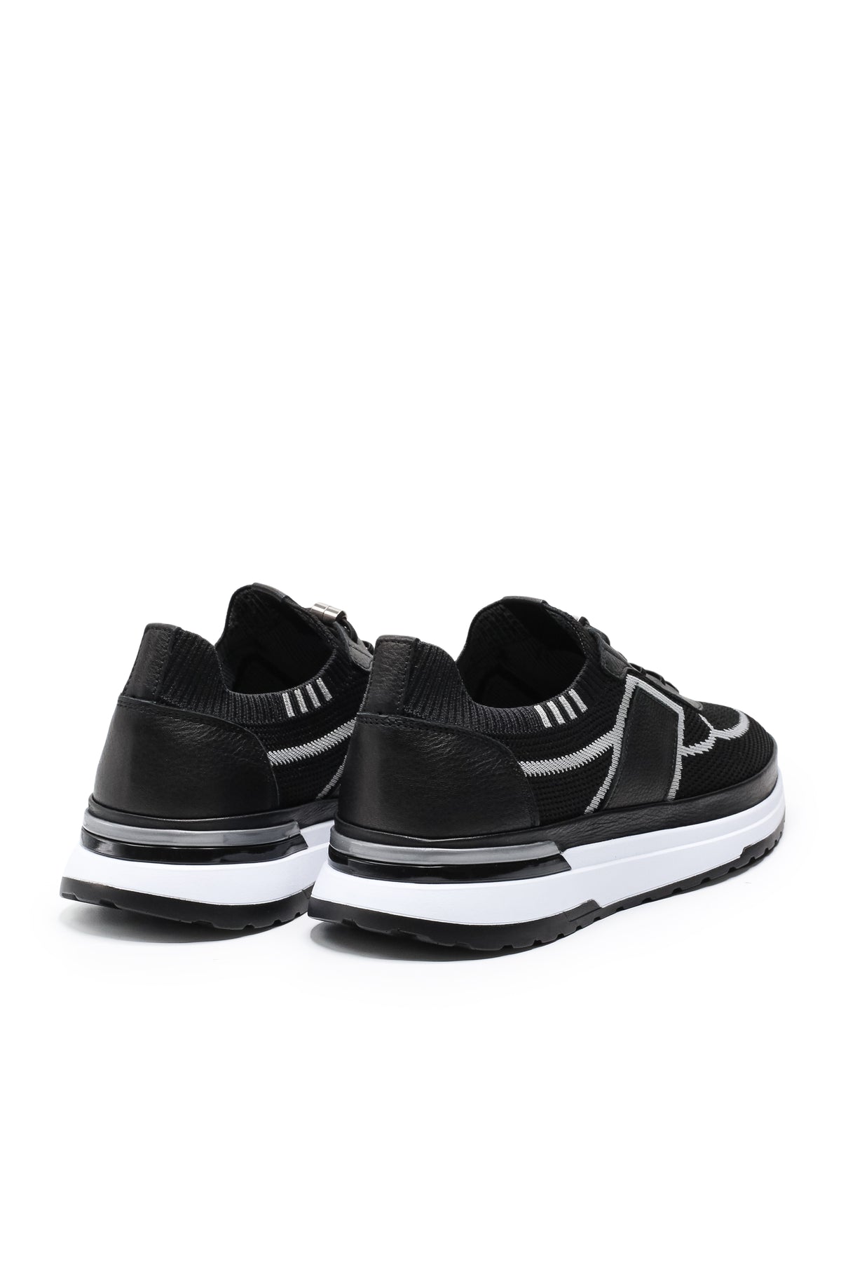 Altea Triko ve Hakiki Deri Erkek Sneaker Ayakkabı - Siyah