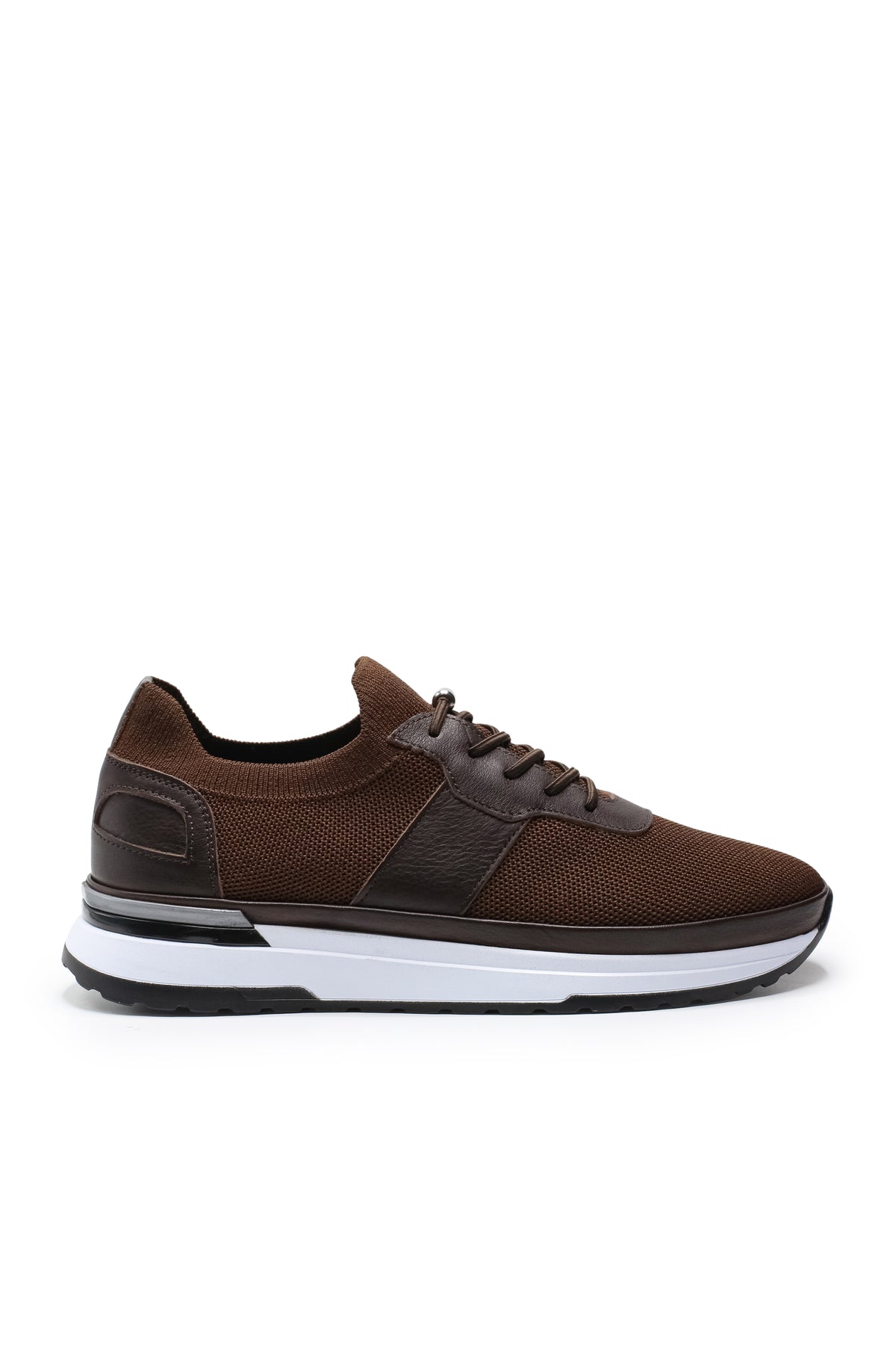 Vieste Triko ve Hakiki Deri Erkek Sneaker Ayakkabı - Kahverengi