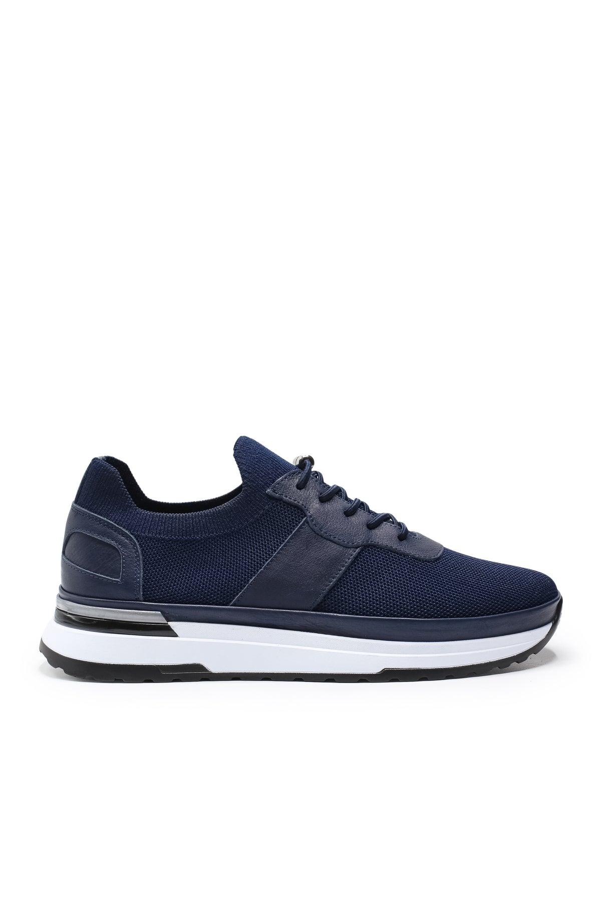 Vieste Triko ve Hakiki Deri Erkek Sneaker Ayakkabı - Lacivert