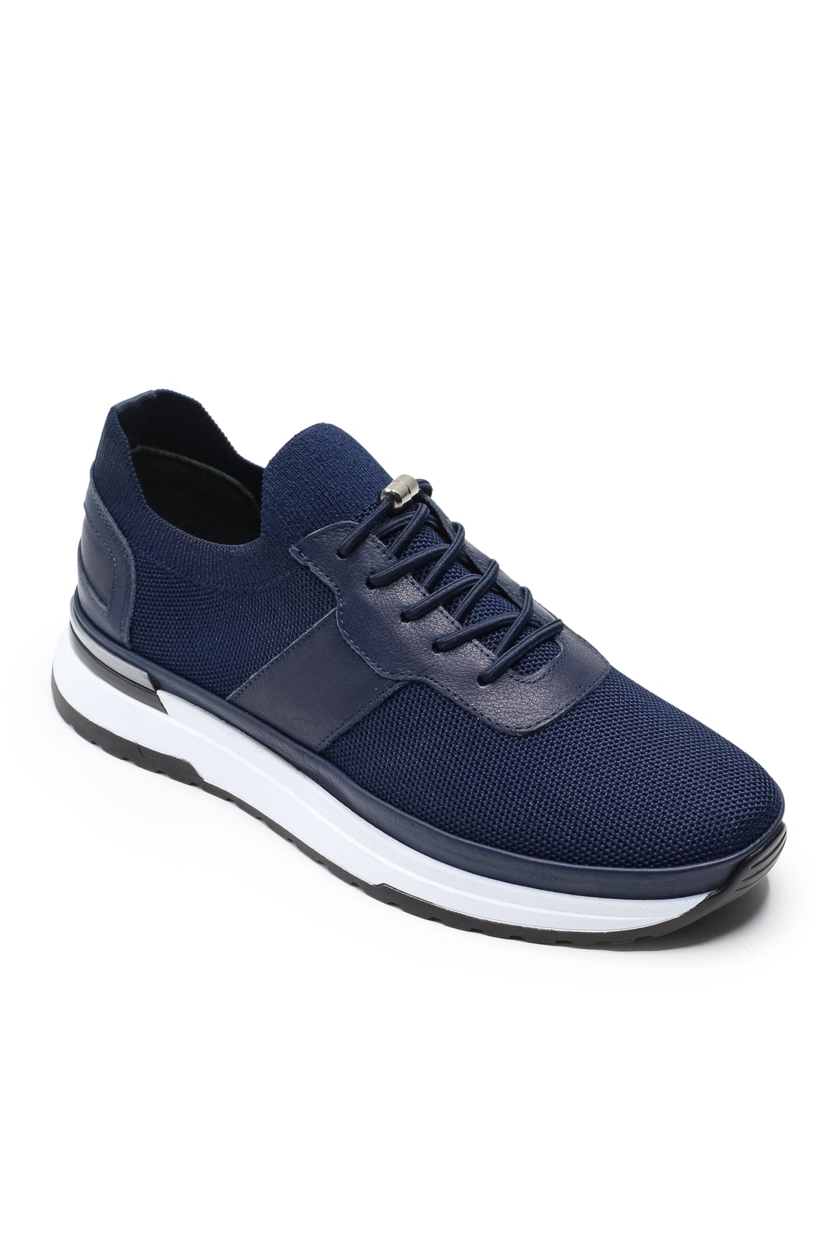 Vieste Triko ve Hakiki Deri Erkek Sneaker Ayakkabı - Lacivert