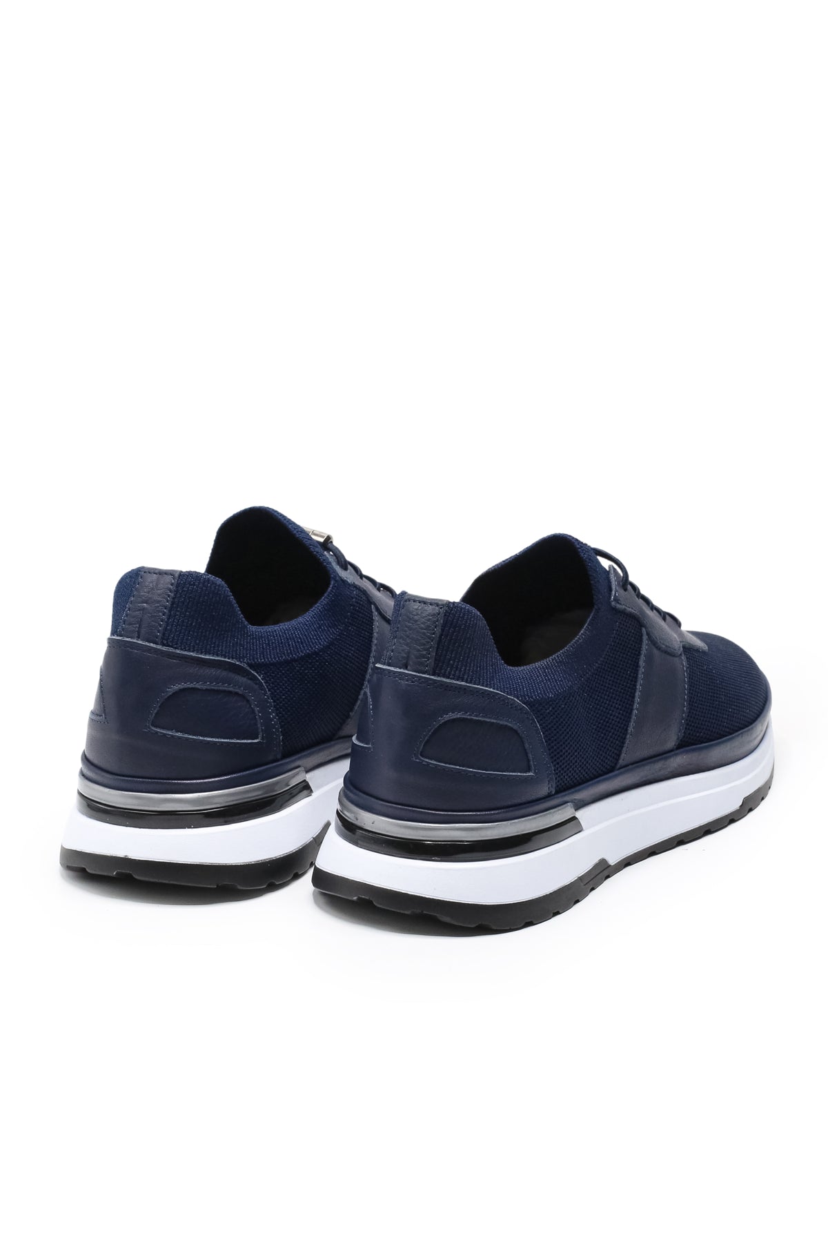 Vieste Triko ve Hakiki Deri Erkek Sneaker Ayakkabı - Lacivert