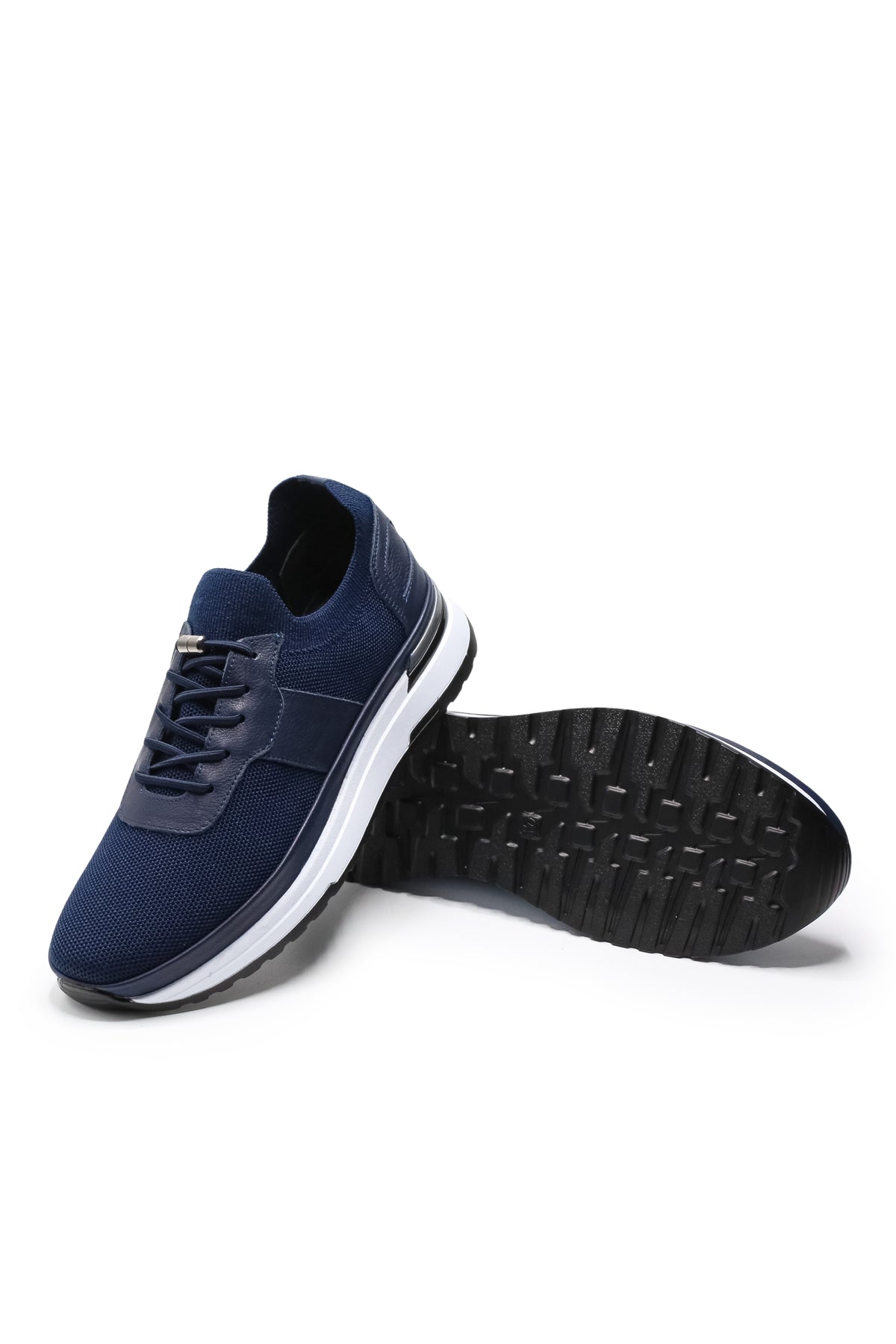 Vieste Triko ve Hakiki Deri Erkek Sneaker Ayakkabı - Lacivert