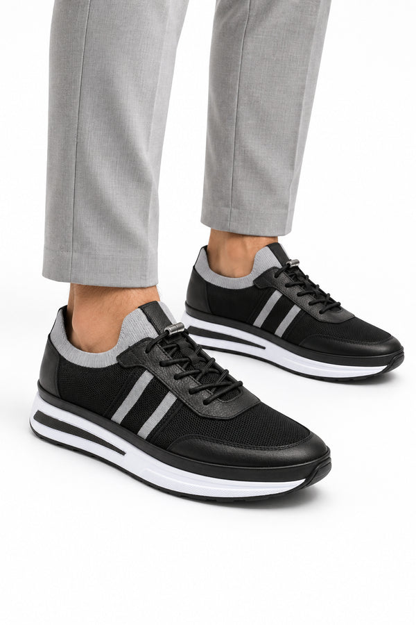 Maratea Triko Erkek Sneaker Günlük Ayakkabı Deri Astarlı — Siyah mankende