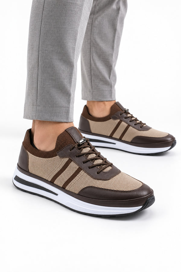 Maratea Triko Erkek Sneaker Günlük Ayakkabı Deri Astarlı — Bej mankende