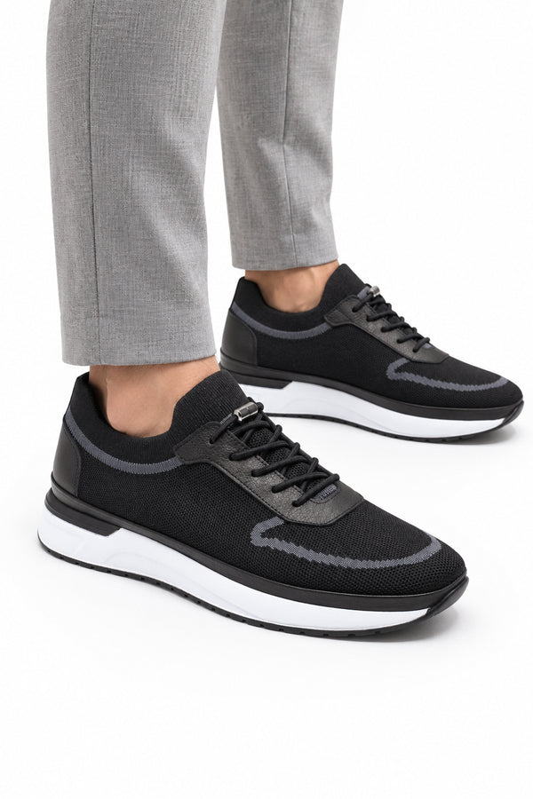 Otranto Triko Erkek Sneaker Günlük Ayakkabı Deri Astarlı — Siyah mankende